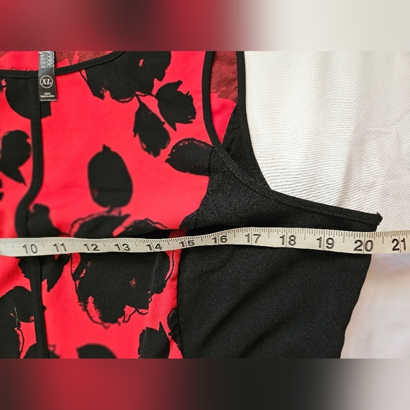 Kensie Womens Red And Black Floral Sleeveless Side Zip Short Dress Size XL - Picture 9 of 13